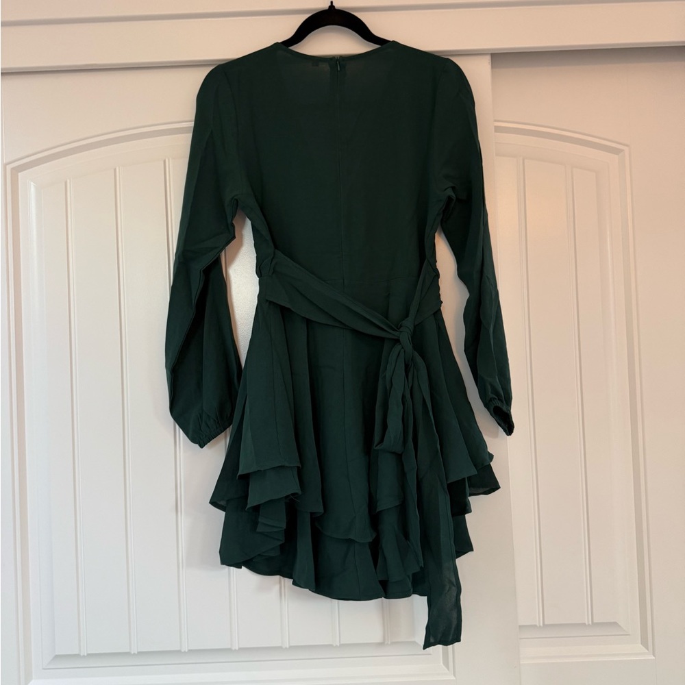 Source Unknown Green Asymmetrical Wrap Dress - image 2